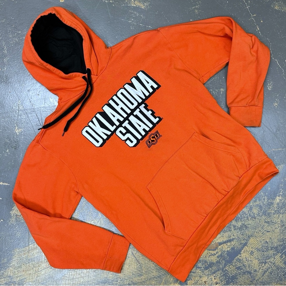 Champion Oklahoma State Cowboys Pull Over Hooded Large Sweater Vintage